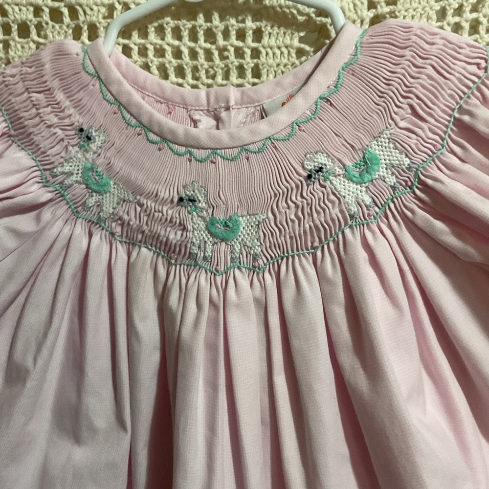 Shrimp & Grits Kids Smocked Llama pants romper 18 months